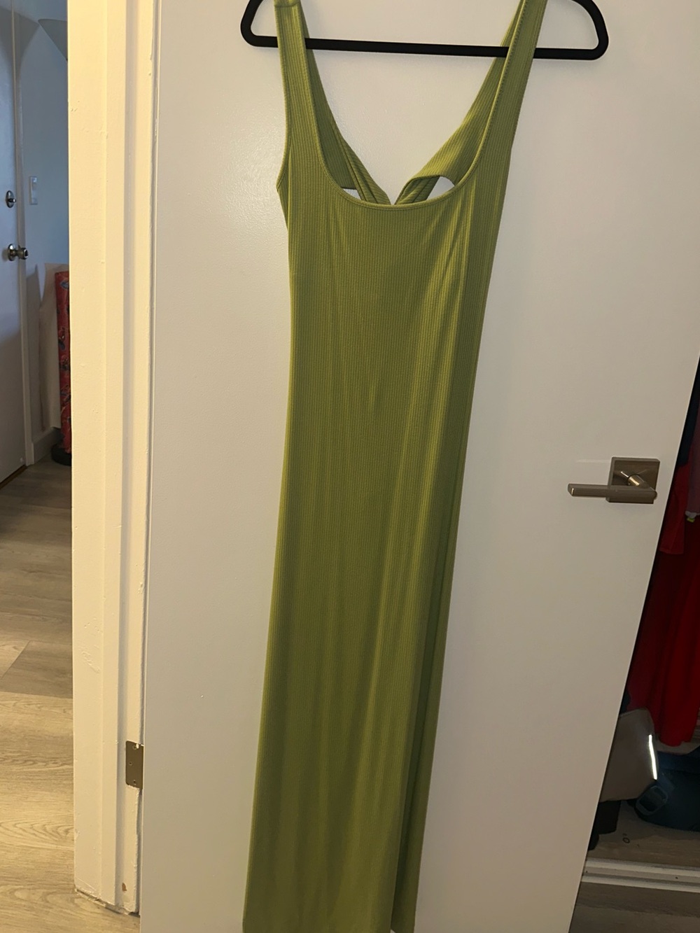 Anthropologie Olive Green Ribbed Tank Maxi Dress